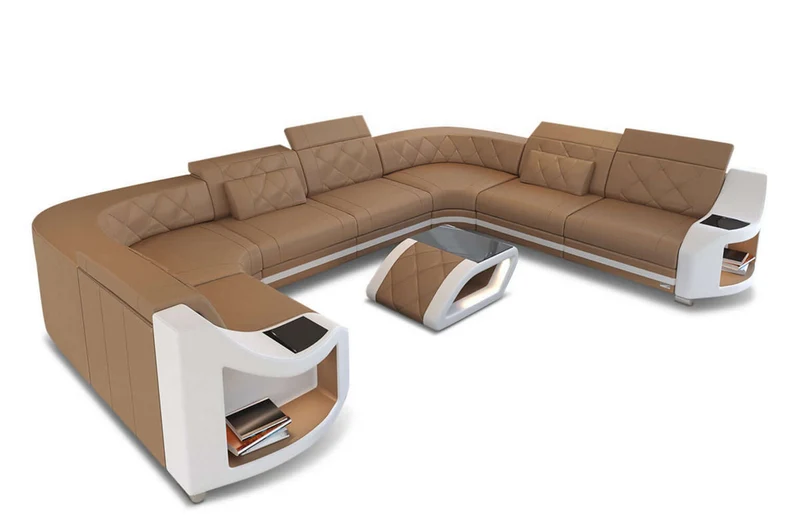 Mini Sofa Genua U-Form aus Leder