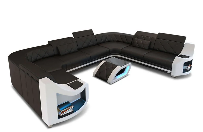 Mini Sofa Genua U-Form aus Leder