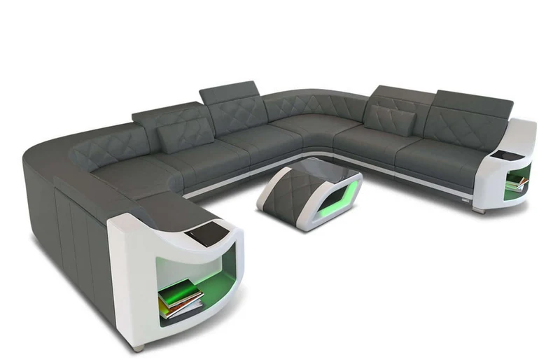 Mini Sofa Genua U-Form aus Leder