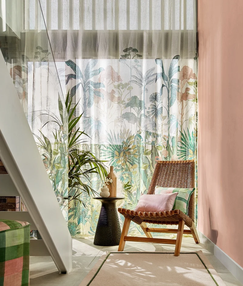 Gardinenstoff Tropical - grey 300 cm