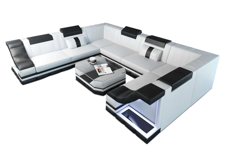 Mini Sofa Bianchi U-Form aus Leder
