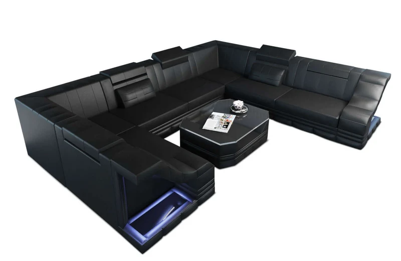 Mini Sofa Bianchi U-Form aus Leder
