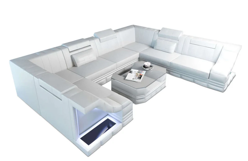 Mini Sofa Bianchi U-Form aus Leder