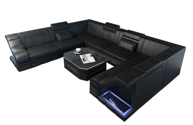 Mini Sofa Bianchi U-Form aus Leder