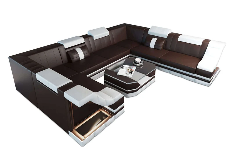 Mini Sofa Bianchi U-Form aus Leder