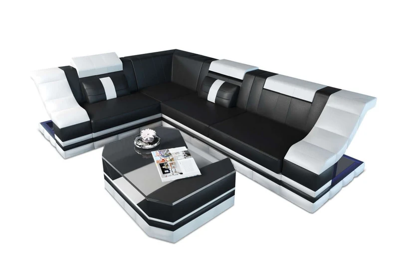 Mini Ecksofa Bianchi L-Form aus Leder