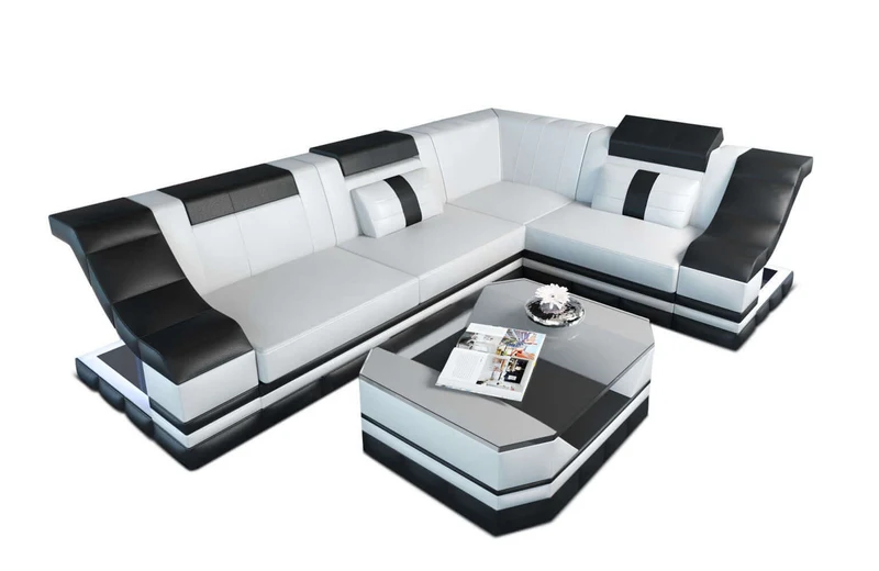 Mini Ecksofa Bianchi L-Form aus Leder