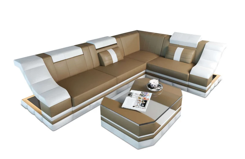 Mini Ecksofa Bianchi L-Form aus Leder
