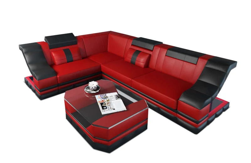 Mini Ecksofa Bianchi L-Form aus Leder