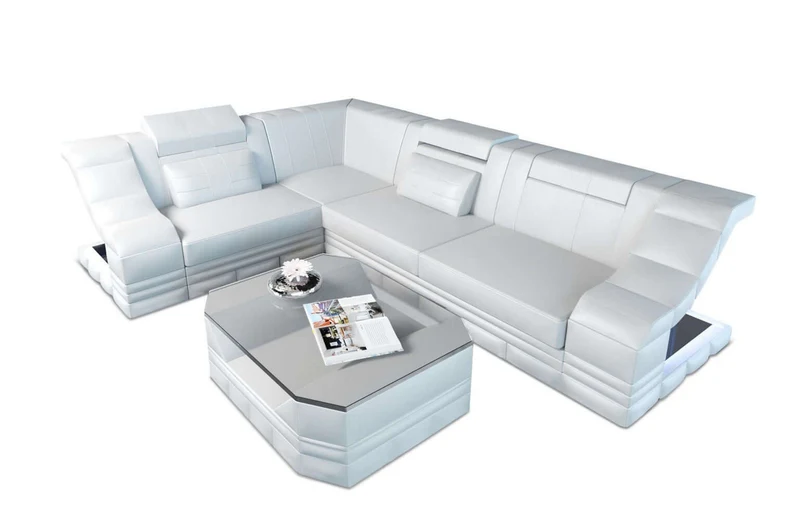 Mini Ecksofa Bianchi L-Form aus Leder