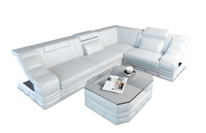 Mini Ecksofa Bianchi L-Form aus Leder