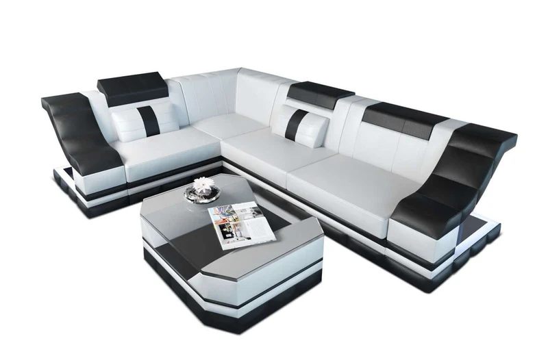 Mini Ecksofa Bianchi L-Form aus Leder