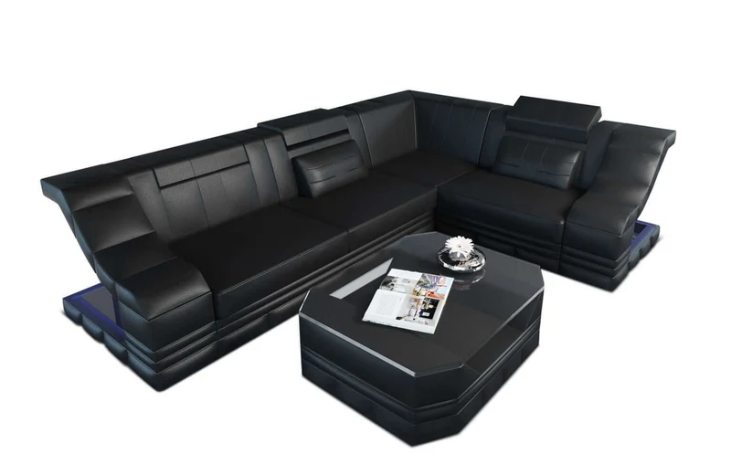Mini Ecksofa Bianchi L-Form aus Leder