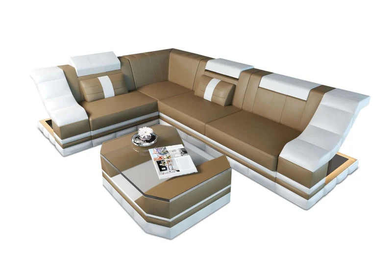 Mini Ecksofa Bianchi L-Form aus Leder