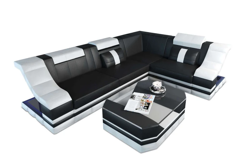 Mini Ecksofa Bianchi L-Form aus Leder
