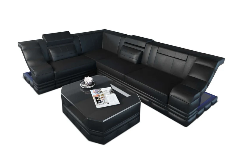 Mini Ecksofa Bianchi L-Form aus Leder