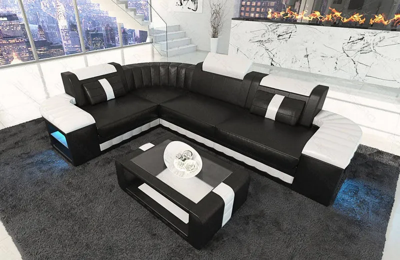 Designsofa Bergamo Eleganz L-Form aus Leder