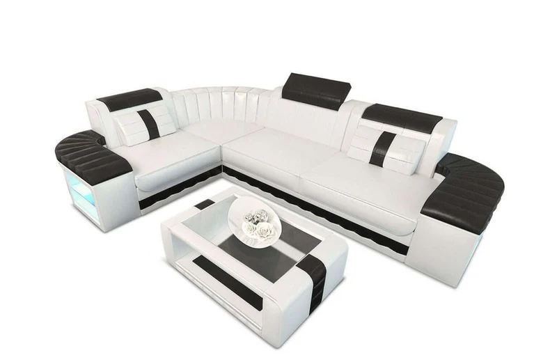 Mini Sofa Bergamo L-Form in Leder