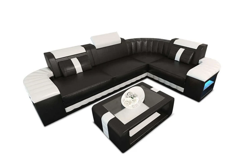 Mini Sofa Bergamo L-Form in Leder
