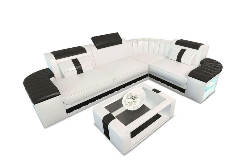 Mini Sofa Bergamo L-Form in Leder