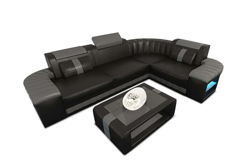 Mini Sofa Bergamo L-Form in Leder
