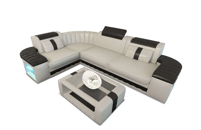 Mini Sofa Bergamo L-Form in Leder