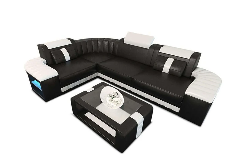 Mini Sofa Bergamo L-Form in Leder