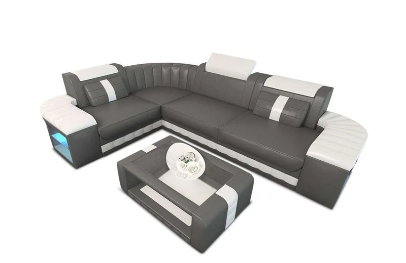 Mini Sofa Bergamo L-Form in Leder