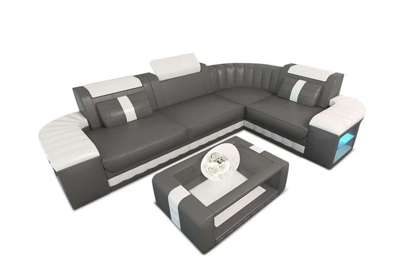 Mini Sofa Bergamo L-Form in Leder