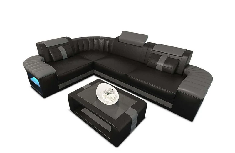 Mini Sofa Bergamo L-Form in Leder