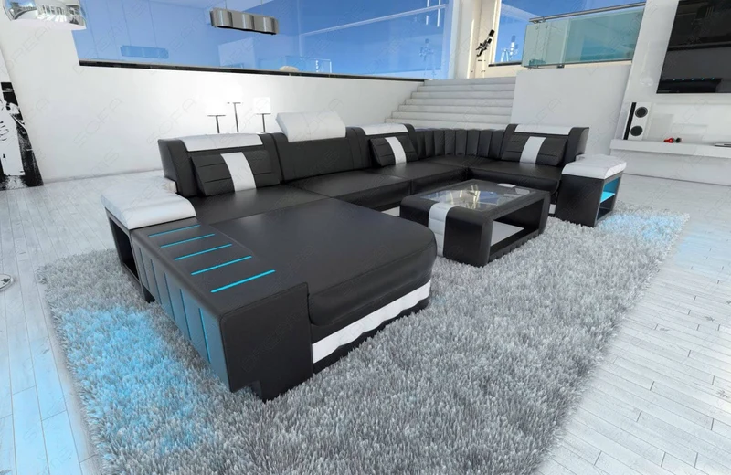 Wohnlandschaft Bellagio U-Form aus Leder