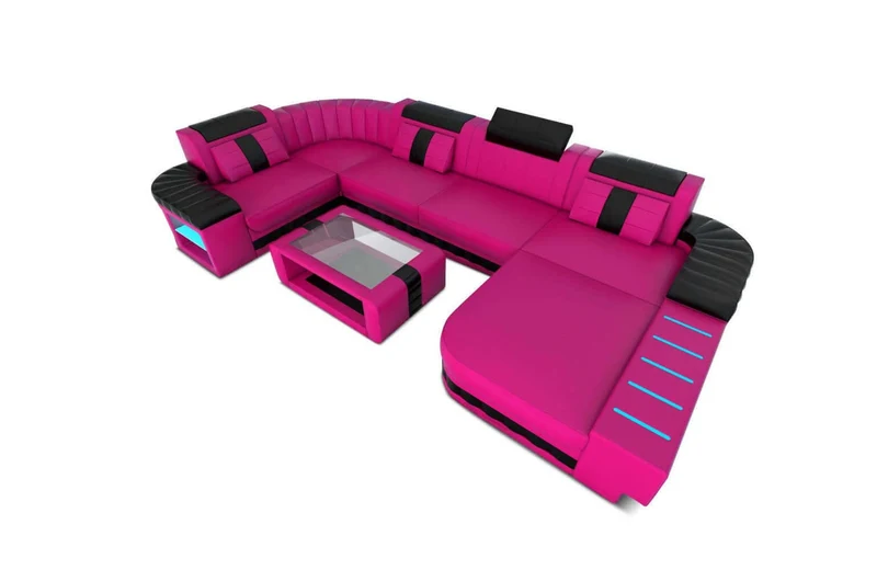 Mini Wohnlandschaft Bellagio U-Form in Leder