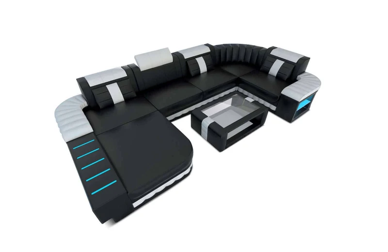 Mini Wohnlandschaft Bellagio U-Form in Leder