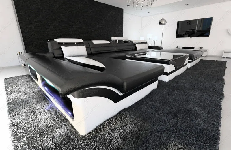 Mini Wohnlandschaft Monza Eleganz U-Form aus Leder