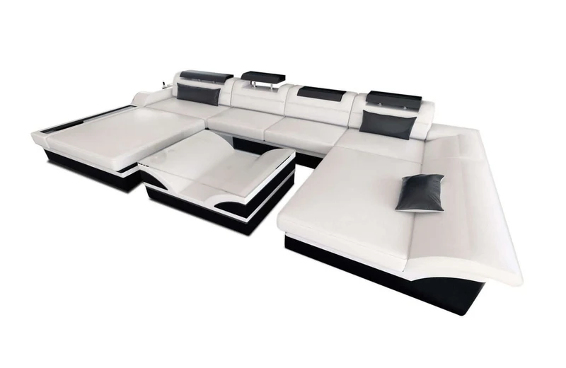 Mini Wohnlandschaft Monza Eleganz U-Form aus Leder