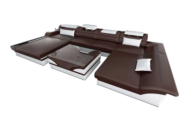 Mini Wohnlandschaft Monza Eleganz U-Form aus Leder