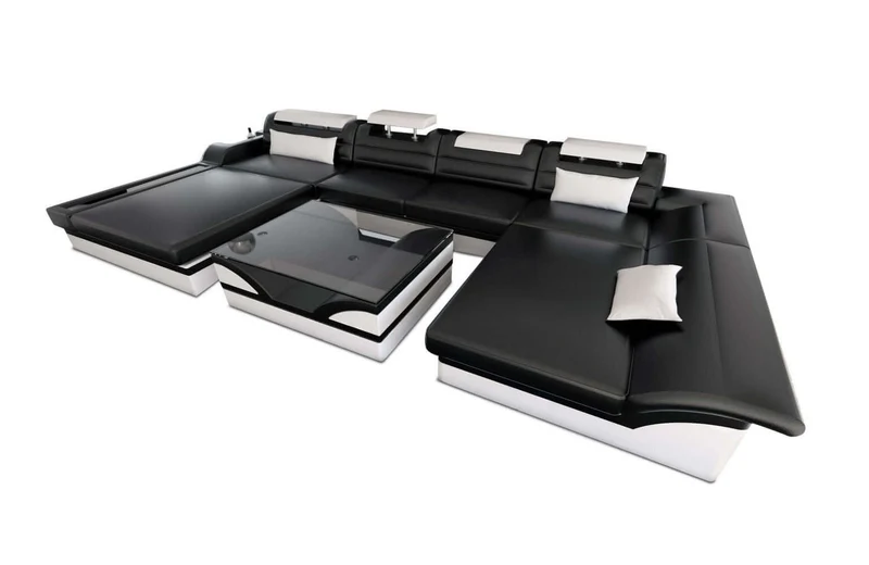 Mini Wohnlandschaft Monza Eleganz U-Form aus Leder