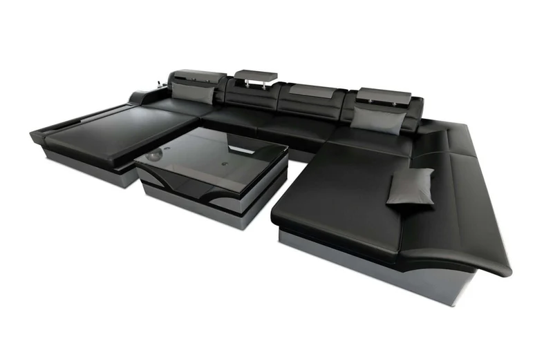 Mini Wohnlandschaft Monza Eleganz U-Form aus Leder