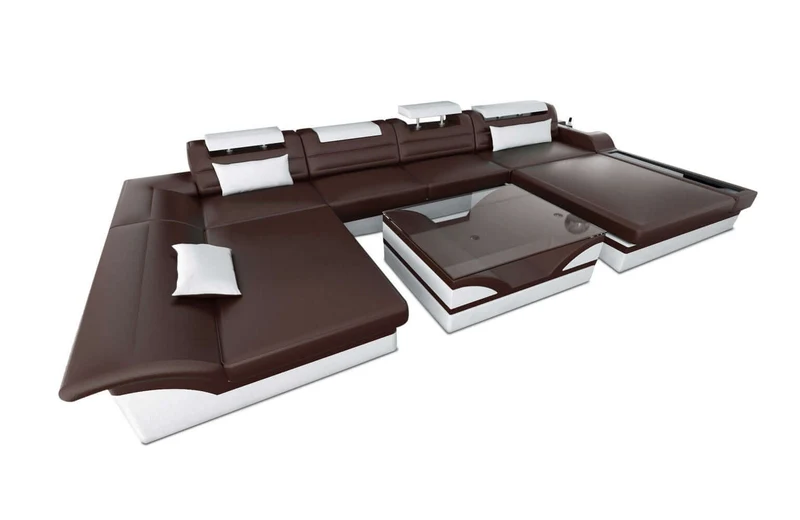 Mini Wohnlandschaft Monza Eleganz U-Form aus Leder