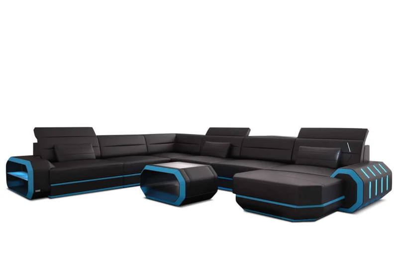 Mini XL Wohnlandschaft Roma U-Form aus Leder