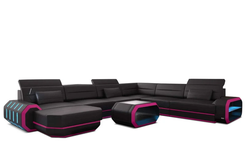 Mini XL Wohnlandschaft Roma U-Form aus Leder