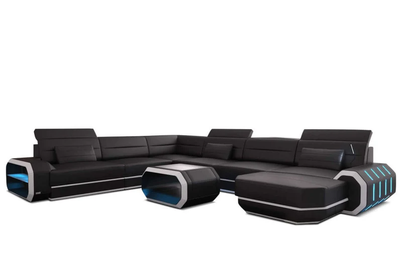 Mini XL Wohnlandschaft Roma U-Form aus Leder