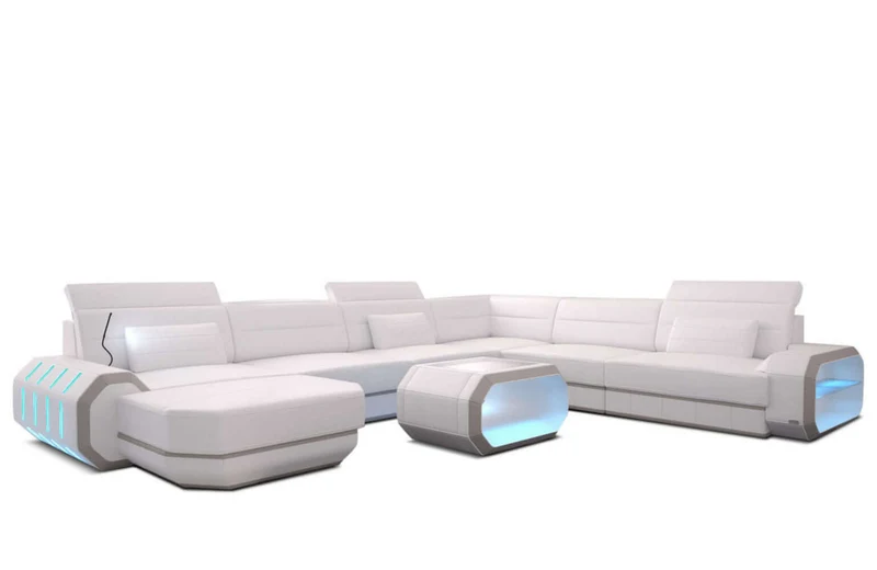 Mini XL Wohnlandschaft Roma U-Form aus Leder