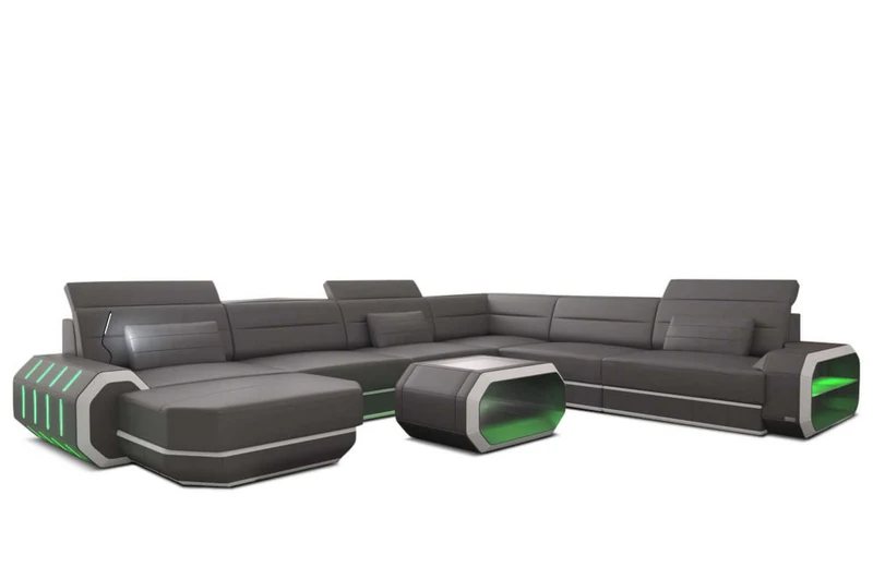 Mini XL Wohnlandschaft Roma U-Form aus Leder