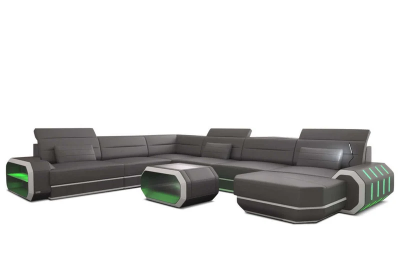 Mini XL Wohnlandschaft Roma U-Form aus Leder