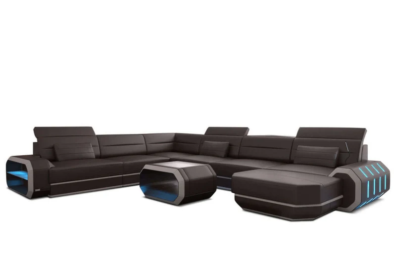 Mini XL Wohnlandschaft Roma U-Form aus Leder