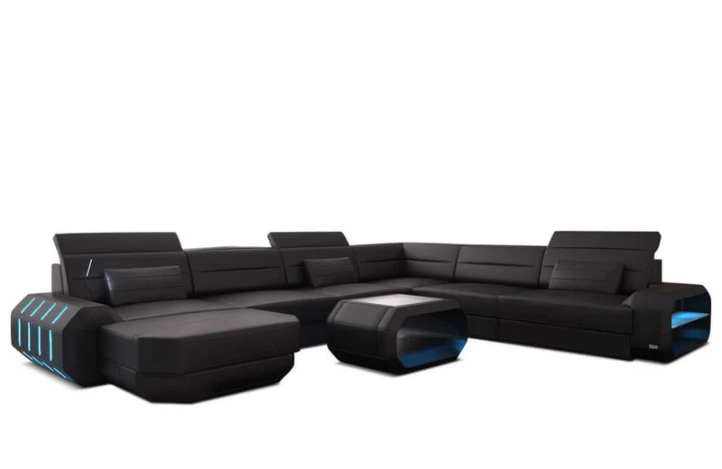 Mini XL Wohnlandschaft Roma U-Form aus Leder