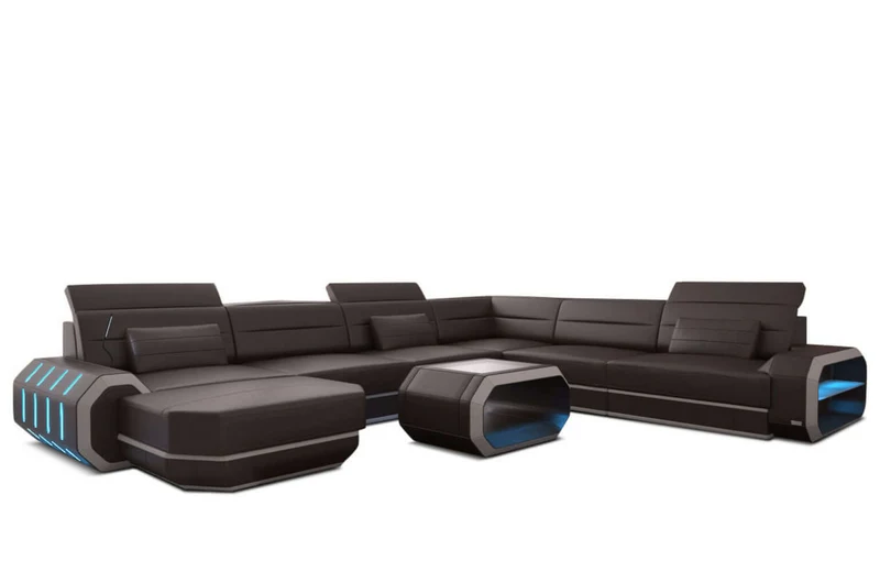 Mini XL Wohnlandschaft Roma U-Form aus Leder