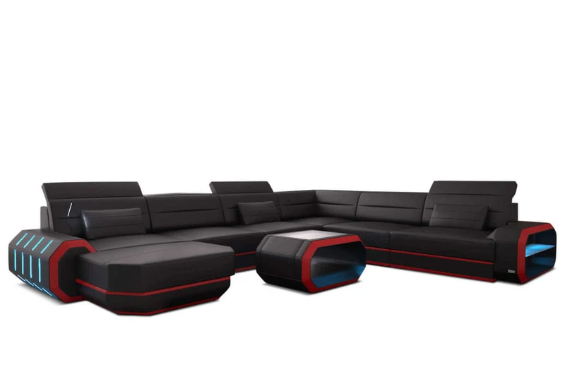 Mini XL Wohnlandschaft Roma U-Form aus Leder