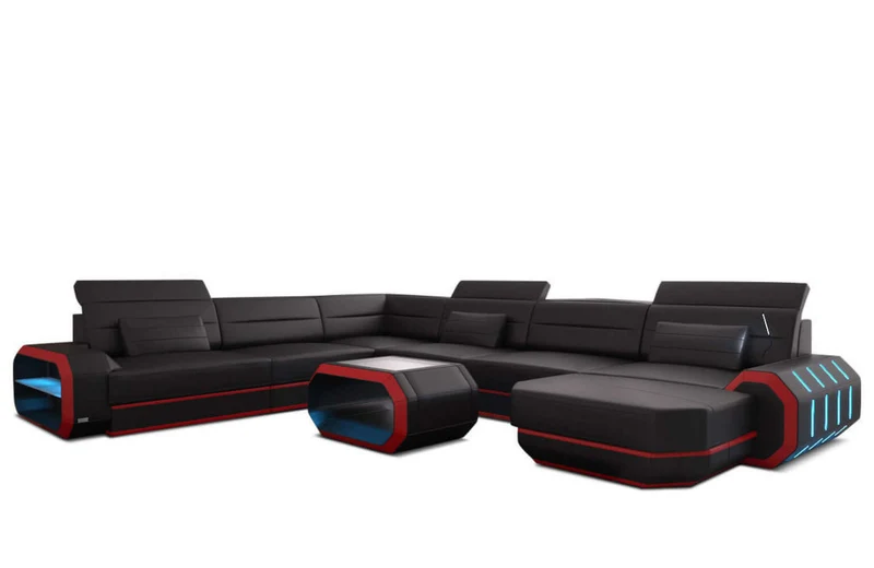 Mini XL Wohnlandschaft Roma U-Form aus Leder